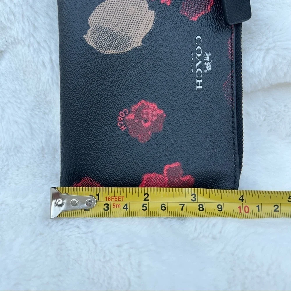 COACH Corner Zip Halftone Floral Print (Poppy) Wristlet